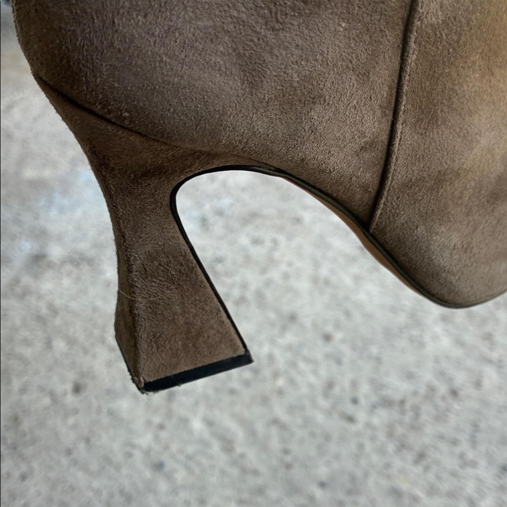 Vince Camuto Taupe Slouchy Pointed-Toe Suede Heeled Boots - Picture 14 of 14